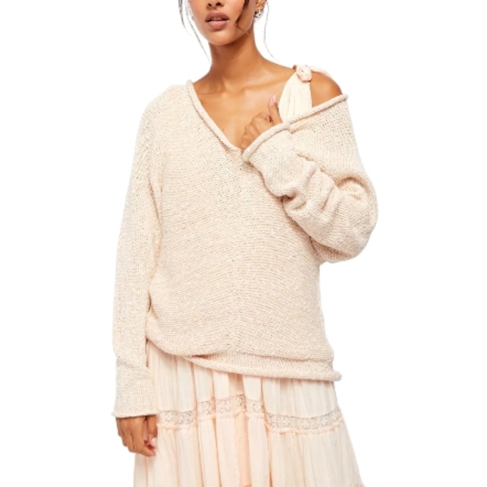 Free People Bright Lights Sweater Cream Women's Small
